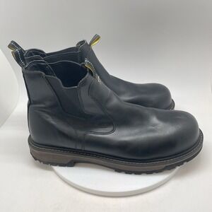 Ace Boots Mens 13 Firebrand 73361 Black Leather Comp Toe Workwear Slip On Shoes